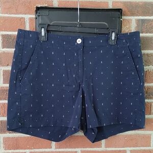 Nautica Navy Blue Shorts with Anchor Pattern Size 14
